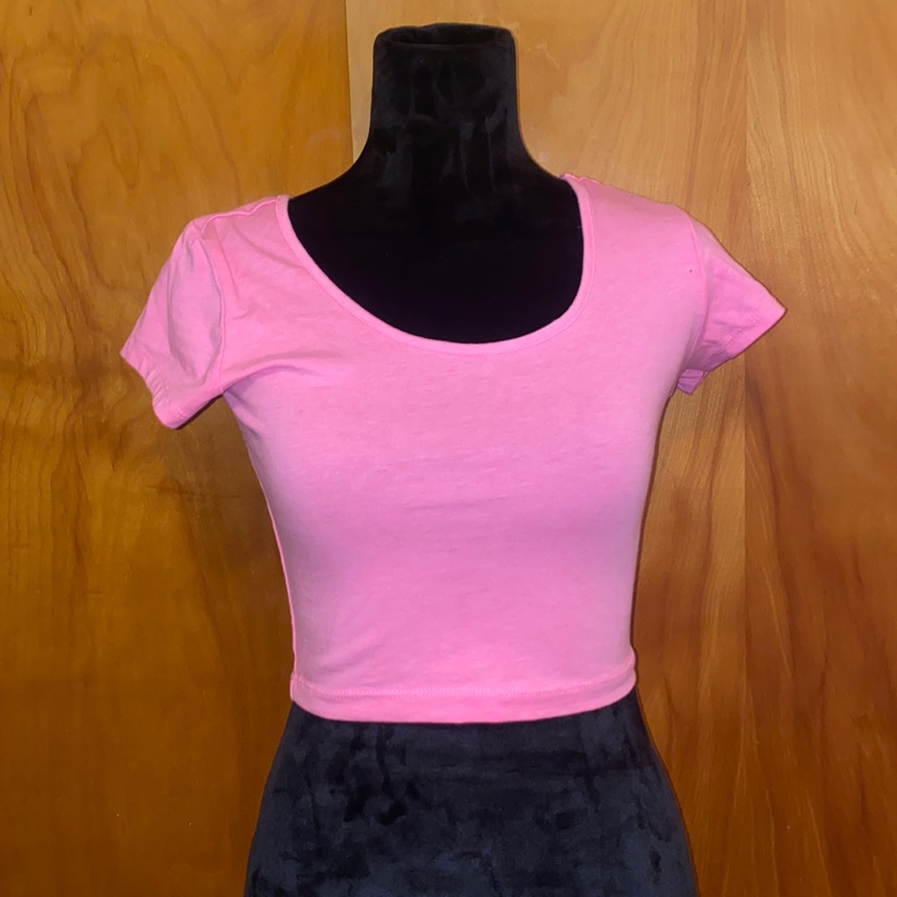 pink crop with cute cut out in the back
